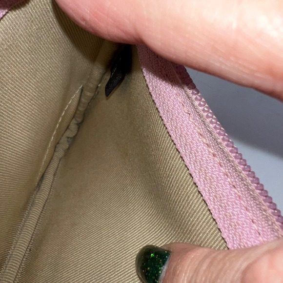 Coach Wristlet Pouch Pastel Plaid Leather Trim Zip Closure - Picture 5 of 5